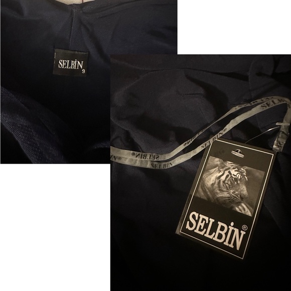 NWT Plus Size Formal A-line Long Dress V-Neck‎ Beaded Stretched in Navy - Picture 9 of 14